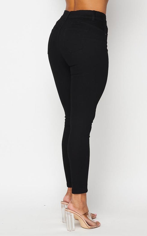 Basic Stretchy Denim Skinny Jeans - Black - SohoGirl.com